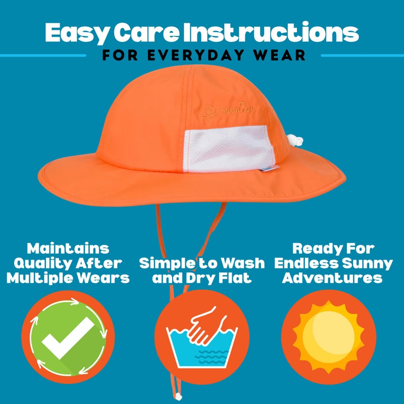 SwimZip Wide Brim Sun Hat | UPF 50+ Protection for Baby, Toddler, and Kids Orange - Image 4